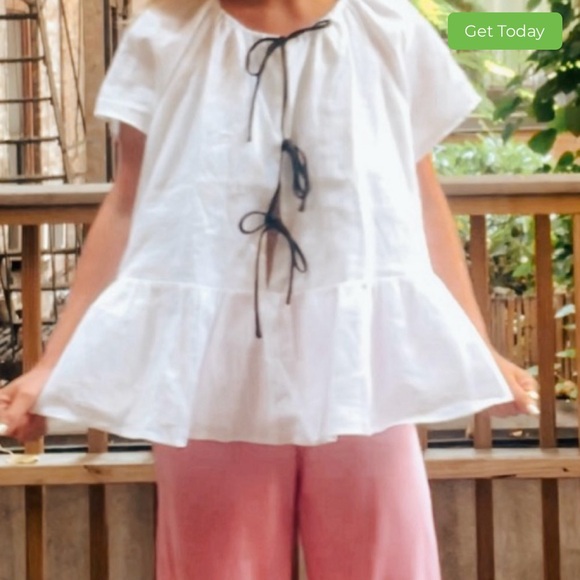 DISSH LINEN TIE TOP - Picture 1 of 2